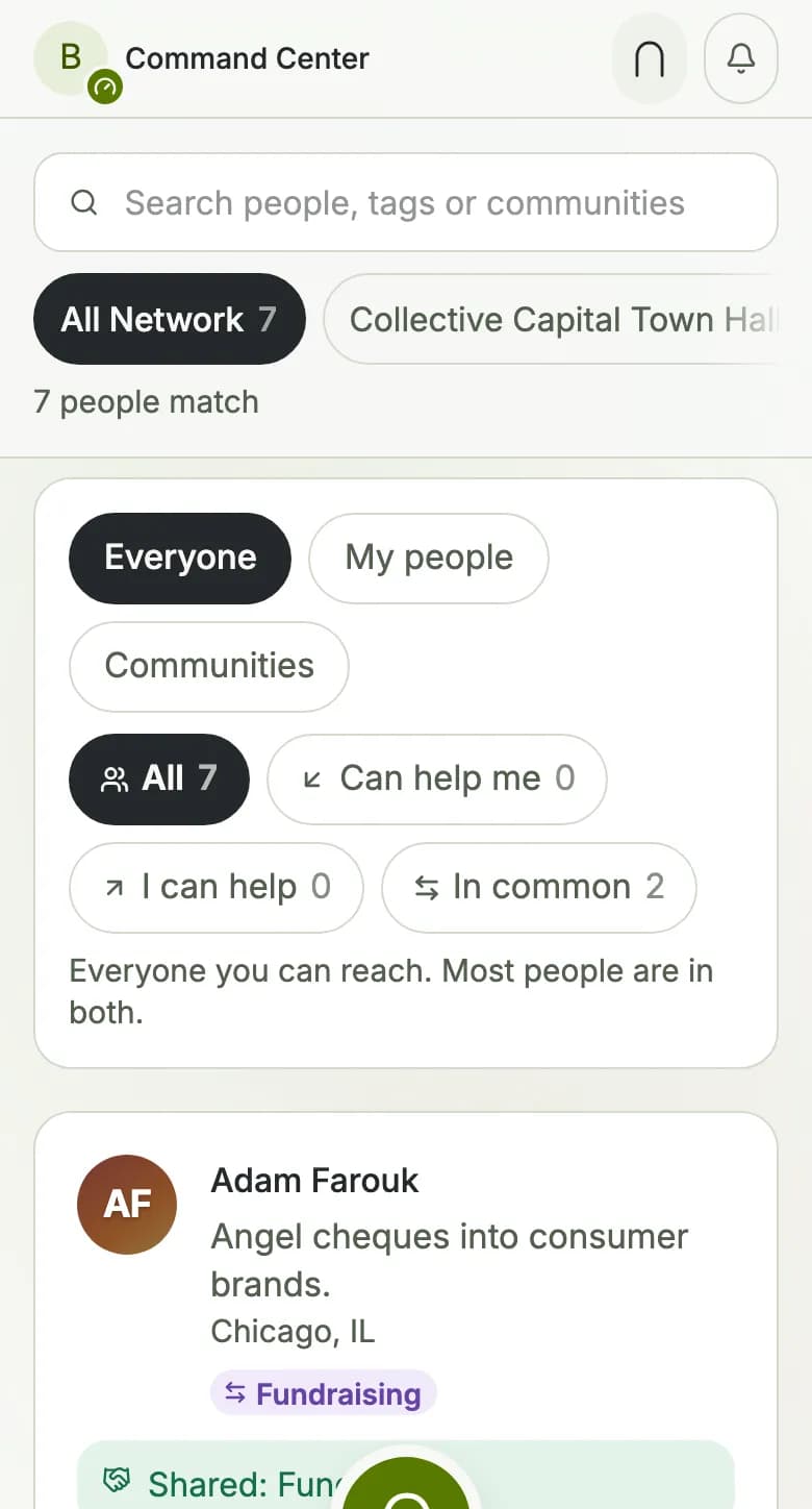 Network: everyone your communities reach, with what you have in common